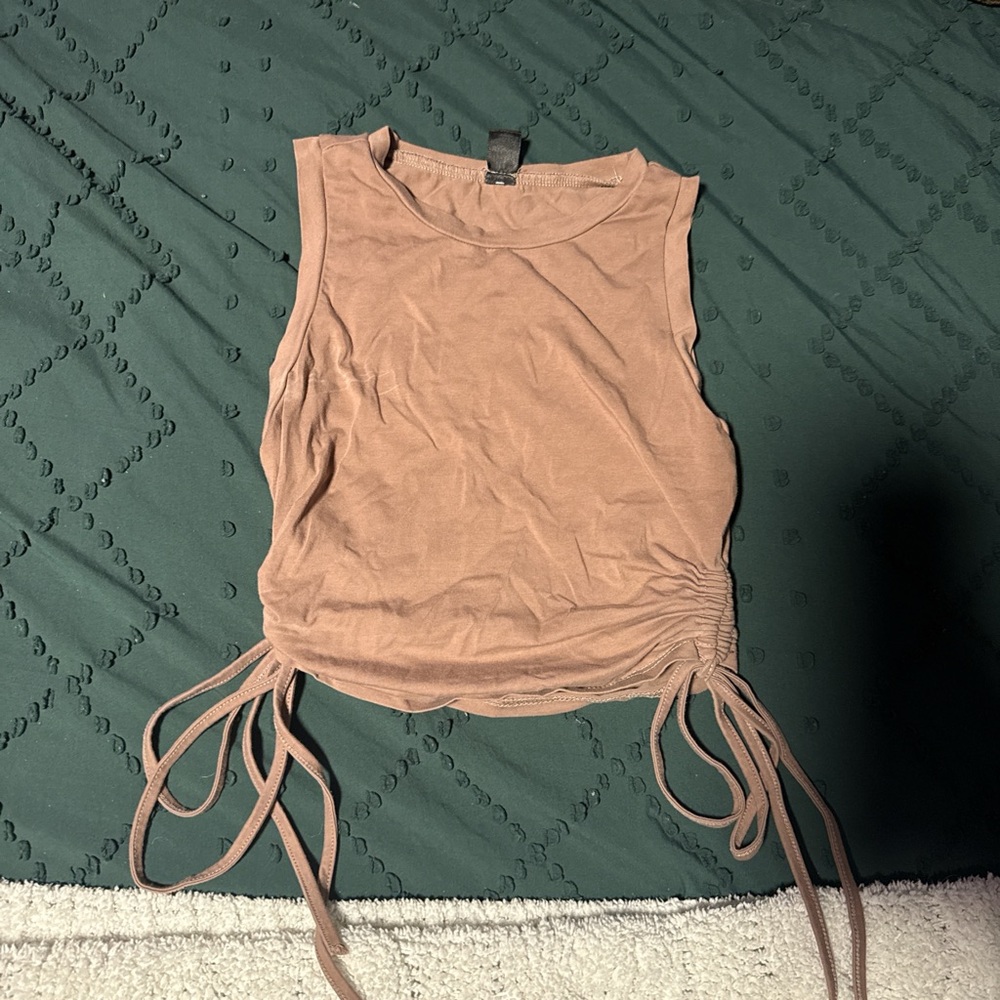 Women's Sleeveless Ruched Top - Tan SHEIN
